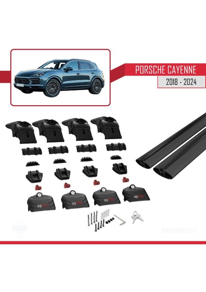 Porsche Cayenne (9ya/9yb) 2018 ve Sonrası ile Uyumlu Ace-2 Ara Atkı Tavan Barı Siyah