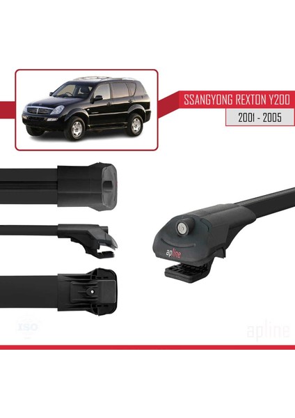 Ssangyong Rexton (Y200) 2001-2005 Arası ile Uyumlu Ace-1 Ara Atkı Tavan Barı Siyah 3 Adet