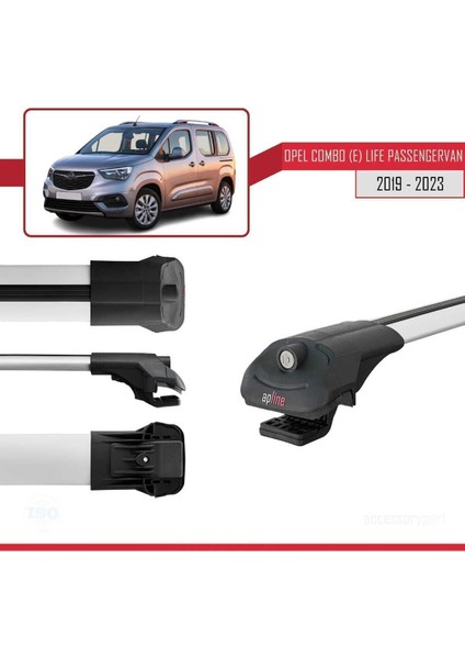 Opel Combo (E) Life Passengervan 2019-2023 Arası ile Uyumlu Ace-1 Ara Atkı Tavan Barı Gri 4 Adet Bar modelleri