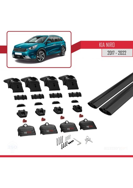 Kia Niro (De) 2017-2022 Arası ile Uyumlu Ace-2 Ara Atkı Tavan Barı Siyah