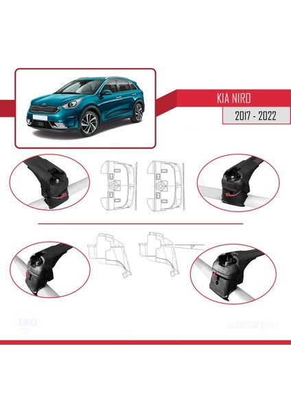 Kia Niro (De) 2017-2022 Arası ile Uyumlu Ace-2 Ara Atkı Tavan Barı Siyah