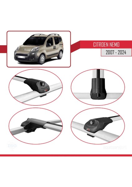 Citroen Nemo 2007 ve Sonrası ile Uyumlu Ace-1 Ara Atkı Tavan Barı Gri 4 Adet Bar fırsatları