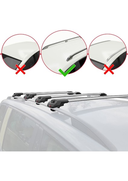 Volkswagen T5 Multivan 2003-2015 Arası ile Uyumlu Ace-1 Ara Atkı Tavan Barı Gri 4 Adet