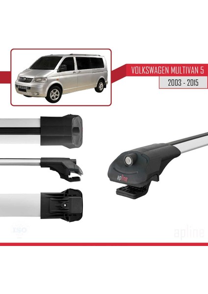 Volkswagen T5 Multivan 2003-2015 Arası ile Uyumlu Ace-1 Ara Atkı Tavan Barı Gri 4 Adet