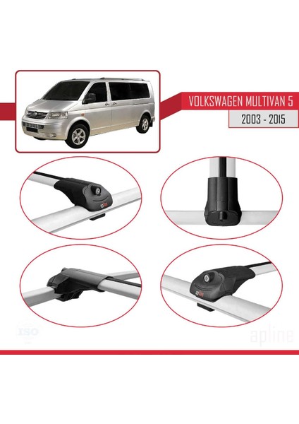 Volkswagen T5 Multivan 2003-2015 Arası ile Uyumlu Ace-1 Ara Atkı Tavan Barı Gri 4 Adet