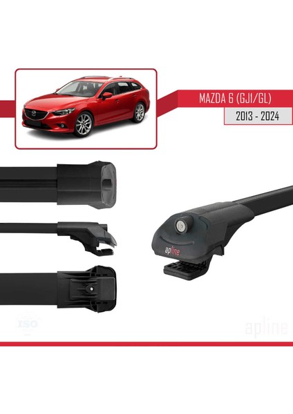 Mazda 6 Iıı (Gj1/gl) 2013-2022 Arası ile Uyumlu Ace-1 Ara Atkı Tavan Barı Siyah 3 Adet
