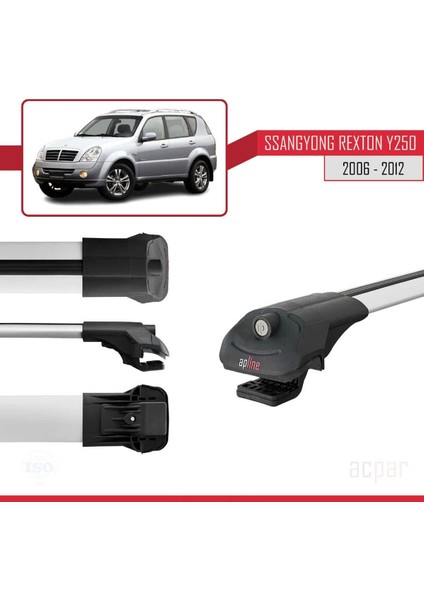 Ssangyong Rexton Y250 2006-2012 Arası ile Uyumlu Ace-1 Ara Atkı Tavan Barı Gri 3 Adet Bar modelleri