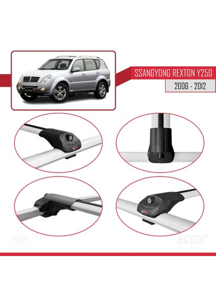 Ssangyong Rexton Y250 2006-2012 Arası ile Uyumlu Ace-1 Ara Atkı Tavan Barı Gri 3 Adet Bar fırsatları