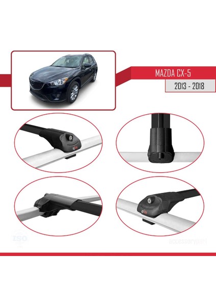 Mazda Cx-5 2013-2018 Arası ile Uyumlu Ace-1 Ara Atkı Tavan Barı Siyah 3 Adet Bar
