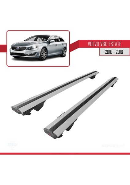 Volvo V60 Sw / Estate 2010-2018 Arası ile Uyumlu Hook Model Anahtar Kilitli Ara Atkı Tavan Barı Gri fırsatları