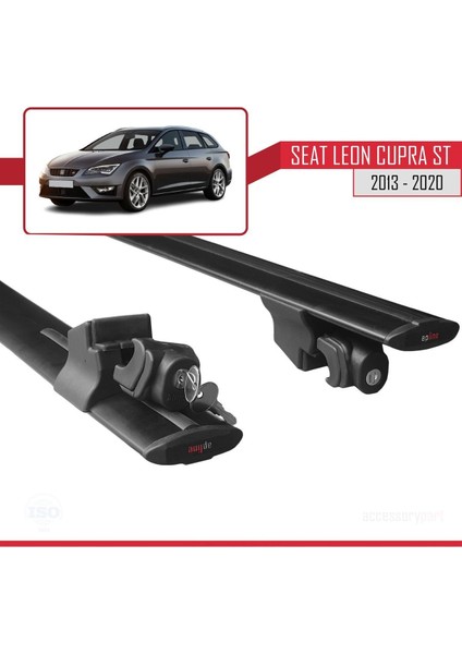 Seat Leon Cupra St 2013-2020 Arası ile Uyumlu Hook Model Anahtar Kilitli Ara Atkı Tavan Barı Siyah indirimleri