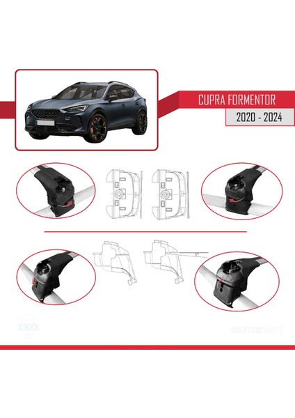 Cupra Formentor 2020 ve Sonrası ile Uyumlu Ace-2 Ara Atkı Tavan Barı Gri