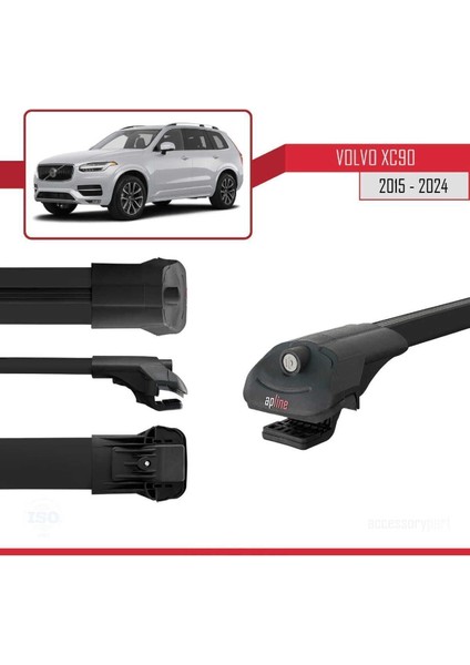 Volvo XC90 2015 ve Sonrası ile Uyumlu Ace-1 Ara Atkı Tavan Barı Siyah 3 Adet Bar modelleri