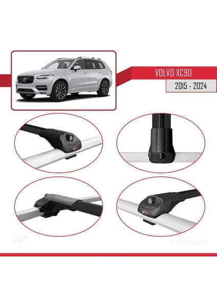 Volvo XC90 2015 ve Sonrası ile Uyumlu Ace-1 Ara Atkı Tavan Barı Siyah 3 Adet Bar fırsatları