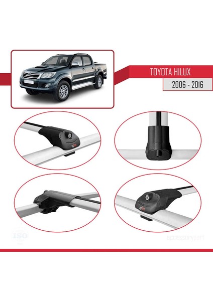 Toyota Hilux 2006-2016 Arası ile Uyumlu Ace-1 Ara Atkı Tavan Barı Gri 3 Adet Bar fırsatları