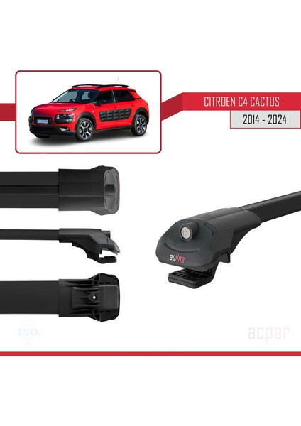 Citroen C4 Cactus 2014 ve Sonrası ile Uyumlu Ace-1 Ara Atkı Tavan Barı Siyah 3 Adet Bar