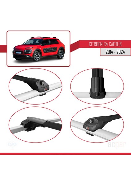 Citroen C4 Cactus 2014 ve Sonrası ile Uyumlu Ace-1 Ara Atkı Tavan Barı Siyah 3 Adet Bar