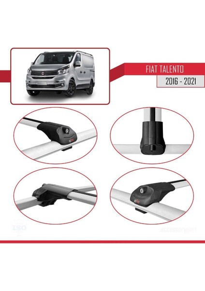 Fiat Talento 2016-2021 Arası ile Uyumlu Ace-1 Ara Atkı Tavan Barı Gri 3 Adet Bar