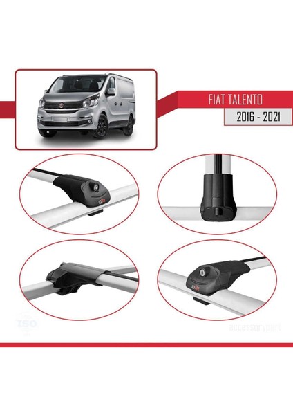 Fiat Talento 2016-2021 Arası ile Uyumlu Ace-1 Ara Atkı Tavan Barı Gri 4 Adet Bar