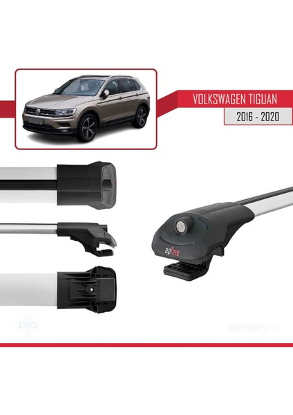 Volkswagen Tiguan 2016-2020 Arası ile Uyumlu Ace-1 Ara Atkı Tavan Barı Gri 3 Adet Bar