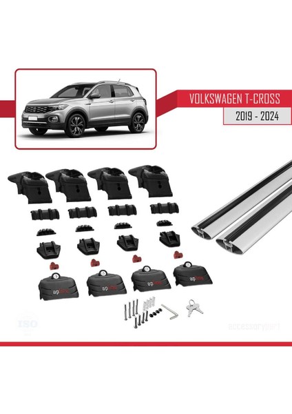 Volkswagen T-Cross 2019 ve Sonrası ile Uyumlu Ace-2 Ara Atkı Tavan Barı Gri