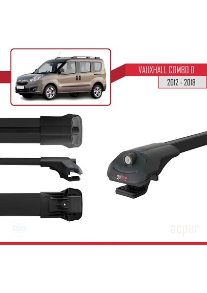 Vauxhall Combo D 2012-2018 Arası ile Uyumlu Ace-1 Ara Atkı Tavan Barı Siyah
