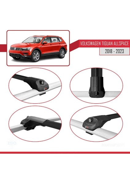 Vw Tiguan Allspace 2018-2023 Arası ile Uyumlu Ace-1 Ara Atkı Tavan Barı Siyah