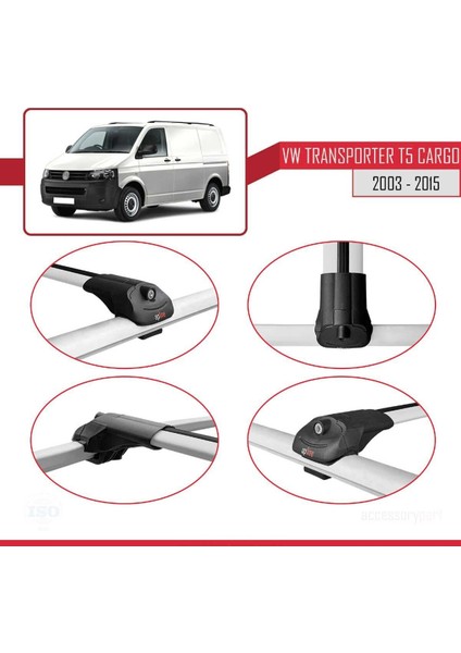 Volkswagen Transporter (T5) 2003-2015 Arası ile Uyumlu Ace-1 Ara Atkı Tavan Barı Gri 3 Adet Bar fırsatları