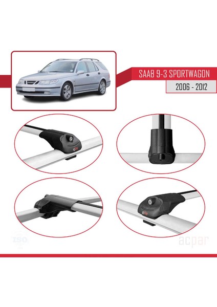 Saab 9-3 Sportwagon 2006-2012 Arası ile Uyumlu Ace-1 Ara Atkı Tavan Barı Gri fırsatları
