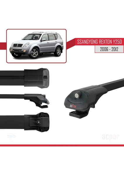 Ssangyong Rexton Y250 2006-2012 Arası ile Uyumlu Ace-1 Ara Atkı Tavan Barı Siyah