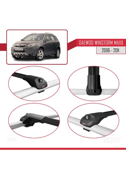 Daewoo Winstorm Maxx 2006-2011 Arası ile Uyumlu Ace-1 Ara Atkı Tavan Barı Siyah