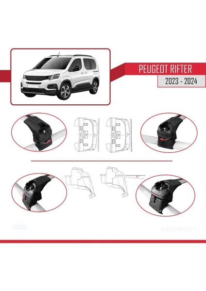 Peugeot Rifter 2024 2025 Model ile Uyumlu Ace-2 Ara Atkı Tavan Barı Gri indirimleri