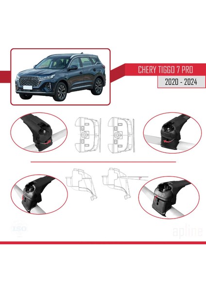 Chery Tiggo 7 (T15) Pro 2020 ve Sonrası ile Uyumlu Ace-2 Ara Atkı Tavan Barı Siyah 2 Adet fırsatları