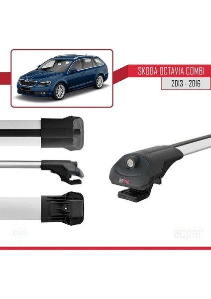 Skoda Octavia Combı 2013-2016 Arası ile Uyumlu Ace-1 Ara Atkı Tavan Barı Gri 3 Adet Bar