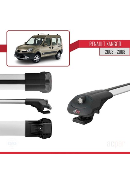 Renault Kangoo 2003-2008 Arası ile Uyumlu Ace-1 Ara Atkı Tavan Barı Gri 3 Adet Bar modelleri