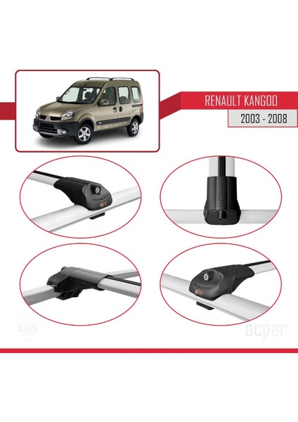 Renault Kangoo 2003-2008 Arası ile Uyumlu Ace-1 Ara Atkı Tavan Barı Gri 3 Adet Bar fırsatları