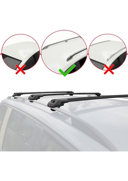 Renault Grand Scenic (Mk3) 2009-2016 Arası ile Uyumlu Ace-1 Ara Atkı Tavan Barı Siyah 3 Adet Bar