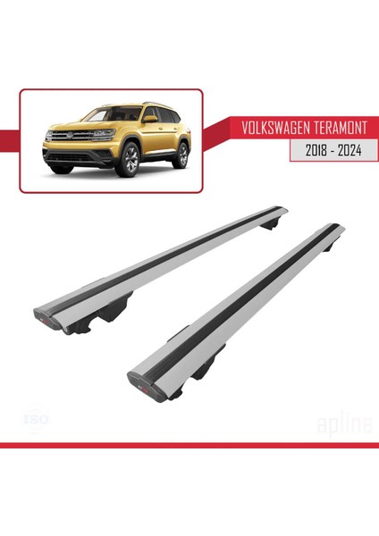Volkswagen Teramont (Ca1) 2018 ve Sonrası ile Uyumlu Hook Model Ara Atkı Tavan Barı Gri 2 Adet
