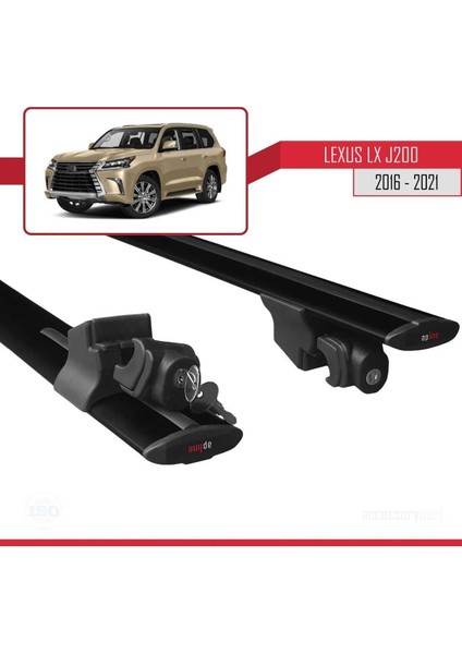Lexus Lx 2016-2021 Arası ile Uyumlu Hook Model Anahtar Kilitli Ara Atkı Tavan Barı Siyah