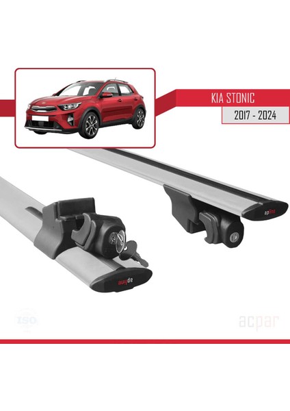 Kia Stonic 2017 ve Sonrası ile Uyumlu Hook Model Anahtar Kilitli Ara Atkı Tavan Barı Gri