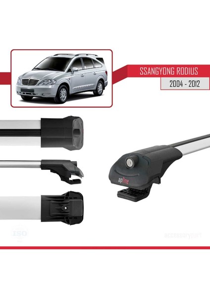 Ssangyong Rodius 2004-2012 Arası ile Uyumlu Ace-1 Ara Atkı Tavan Barı Gri 3 Adet Bar