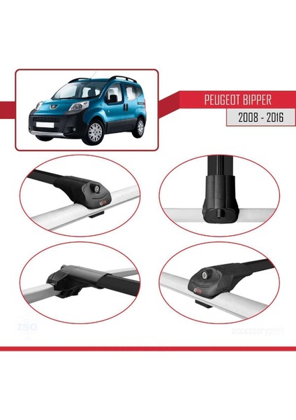Peugeot Bipper 2008-2016 Arası ile Uyumlu Ace-1 Ara Atkı Tavan Barı Siyah 3 Adet Bar
