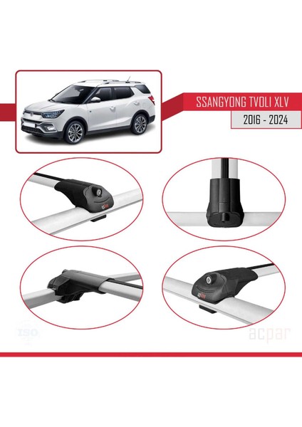 Ssangyong Tivoli Xlv 2016 ve Sonrası ile Uyumlu Ace-1 Ara Atkı Tavan Barı Gri 3 Adet Bar