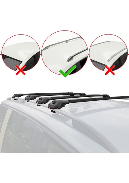 Ford Explorer 2011-2015 Arası ile Uyumlu Ace-1 Ara Atkı Tavan Barı Siyah 4 Adet Bar