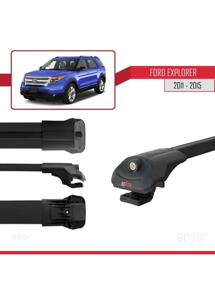 Ford Explorer 2011-2015 Arası ile Uyumlu Ace-1 Ara Atkı Tavan Barı Siyah 4 Adet Bar