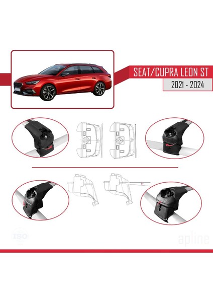 Seat/cupra Leon 4 St 2021 ve Sonrası ile Uyumlu Ace-2 Ara Atkı Tavan Barı Gri 2 Adet