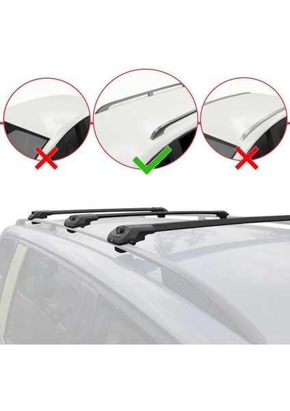 Ford Escape 2013-2019 Arası ile Uyumlu Ace-1 Ara Atkı Tavan Barı Siyah 3 Adet Bar