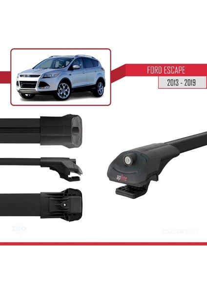 Ford Escape 2013-2019 Arası ile Uyumlu Ace-1 Ara Atkı Tavan Barı Siyah 3 Adet Bar