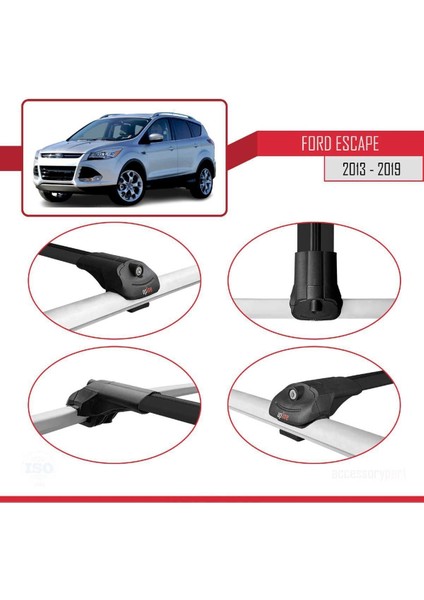 Ford Escape 2013-2019 Arası ile Uyumlu Ace-1 Ara Atkı Tavan Barı Siyah 3 Adet Bar