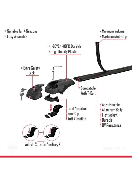 Fiat Sedici 2006-2013 Arası ile Uyumlu Ace-1 Ara Atkı Tavan Barı Siyah indirimleri